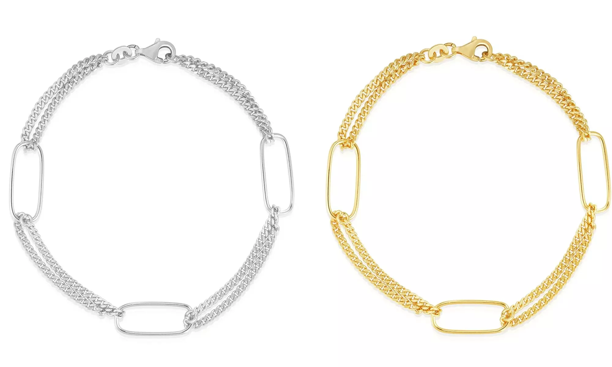 925 Solid Sterling Silver 7MM Paperclip Double Curb Chain Bracelet 7" Inch Italy