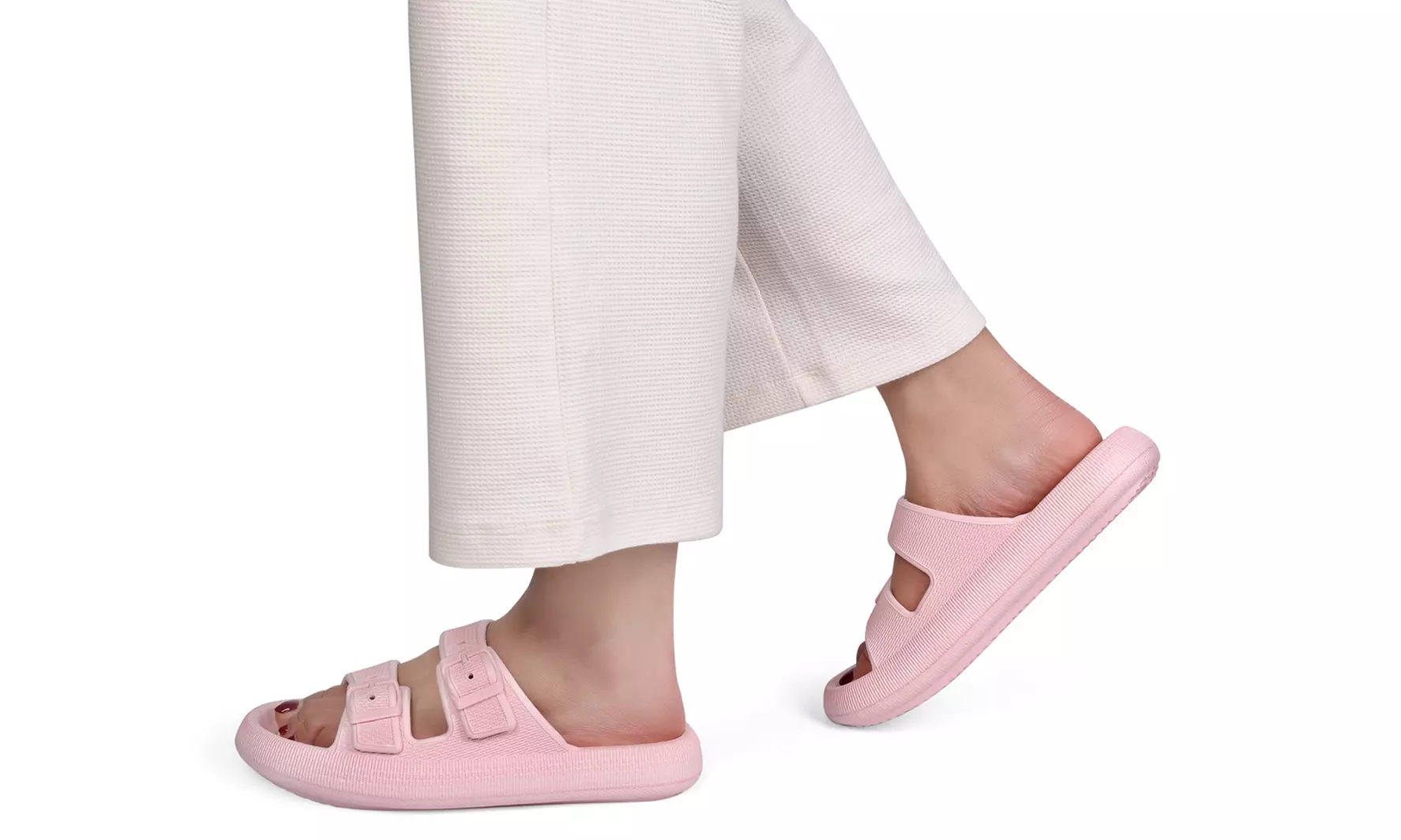 MKP Unisex Slides Sandals Thick Sole Adjustable Pillow Sandals Double Buckle