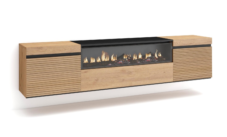 Image 17: Mueble para TV con acabado en roble y opción a chimenea eléctrica