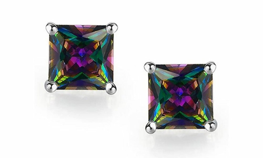 Image 5: Runde oder quadratische Ohrstecker mit Zirkonen