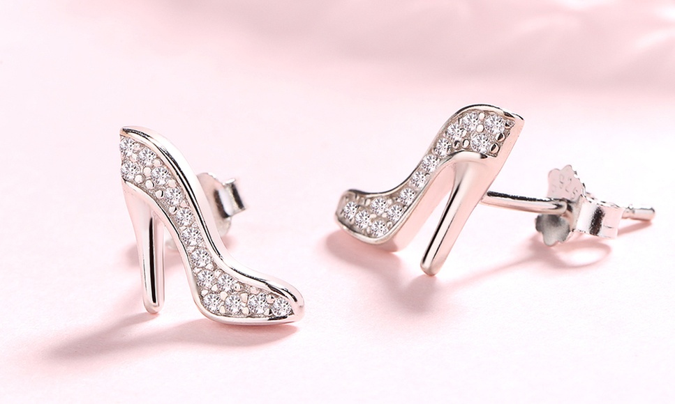 Sterling Silver Stiletto Stud Earrings with crystals from Swarovski