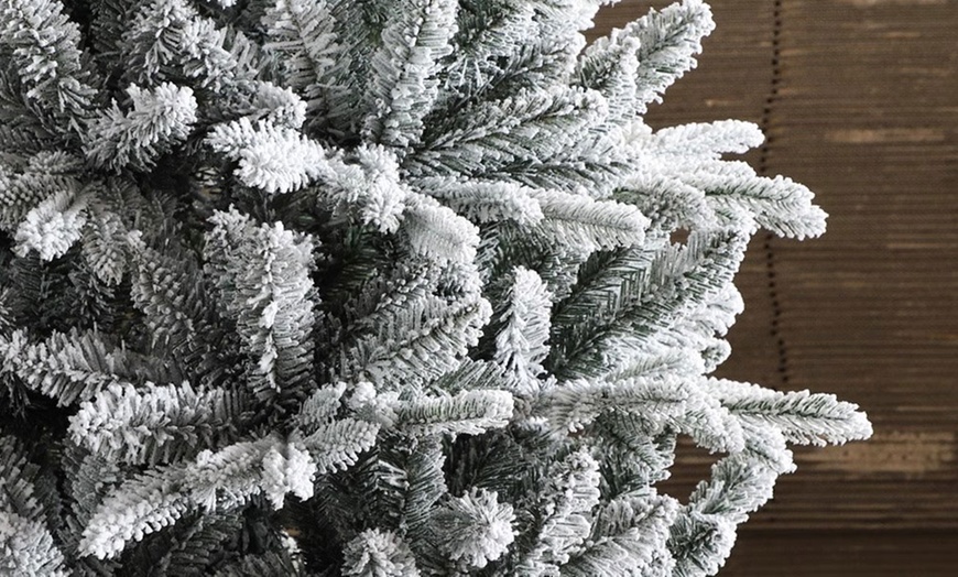 Image 3: Living And Home White Flocked Artificial Christmas Tree