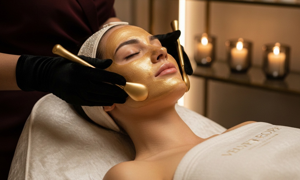 Relax-Detox-, Spa- od. Luxus-Gesichtsbehandlung mit Goldpartikel-Maske