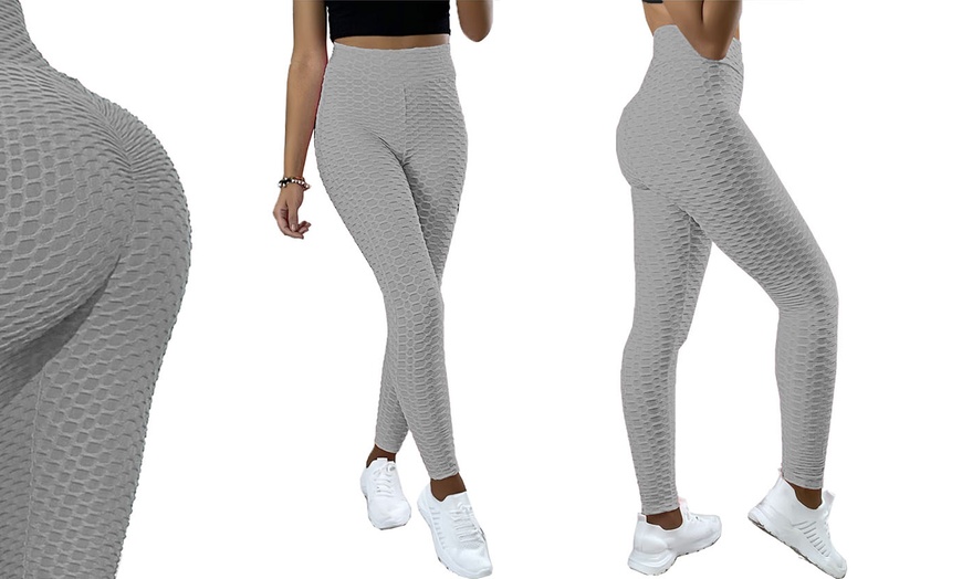 Image 10: Honeycomb Textured High Waist Leggings