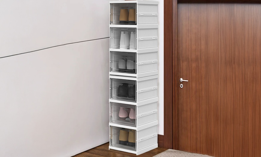 Image 4: Six Tier Foldable Shoe Storage Box Unit