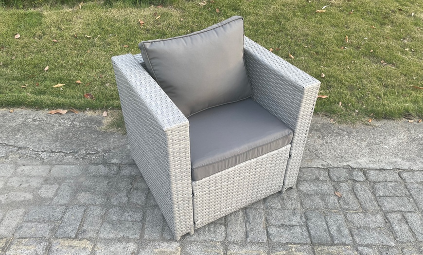 Image 6: Fimous Rattan-Effect Adjustable Rising Lifting Table Sofa Dining Set