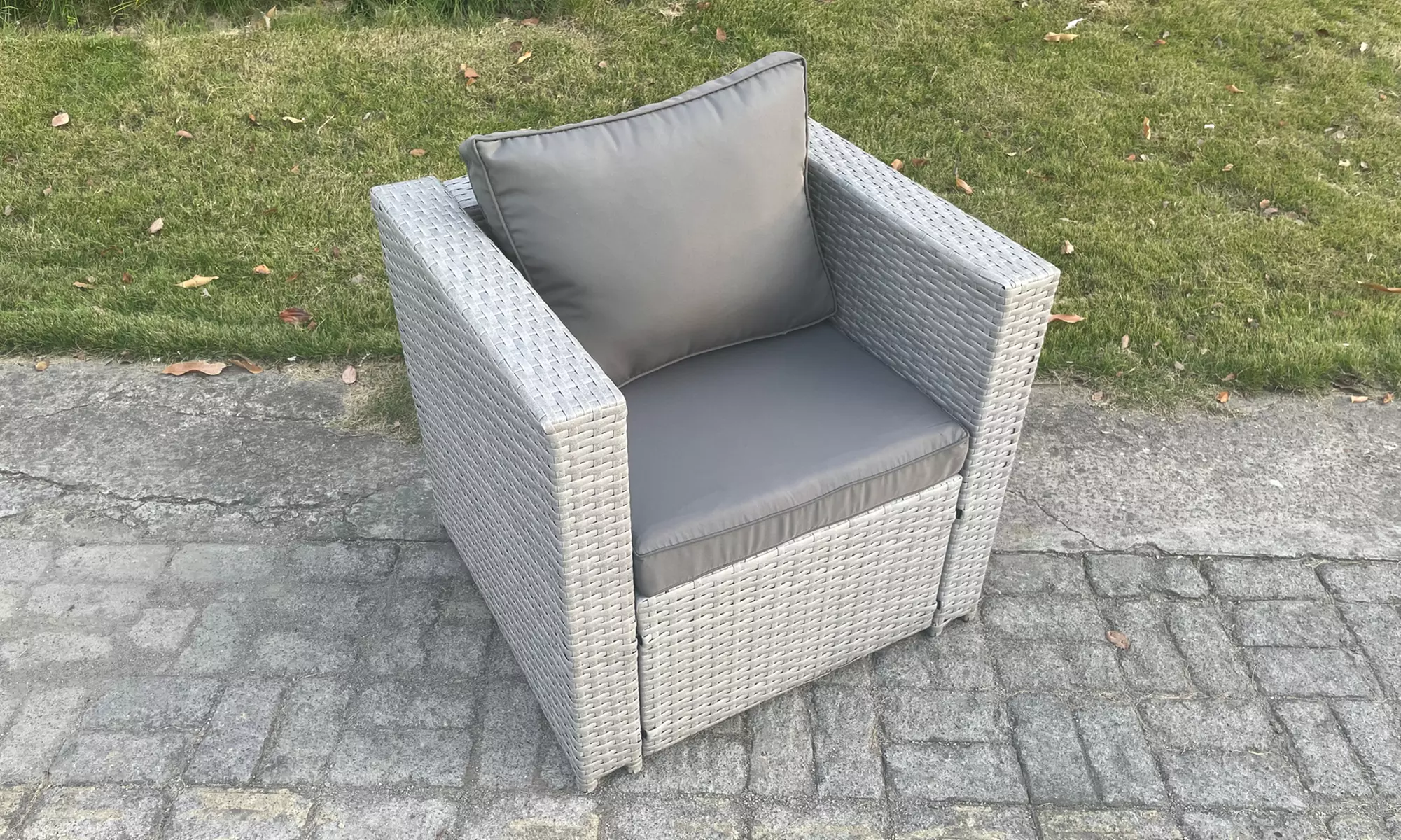 Fimous Rattan-Effect Adjustable Rising Lifting Table Sofa Dining Set - Image 6