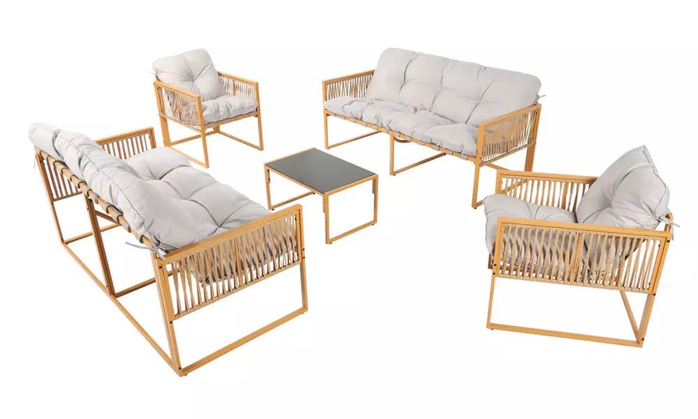 Salon de jardin Kocoon 4, 5 ou 8 places effet rotin, modèle "Forli"