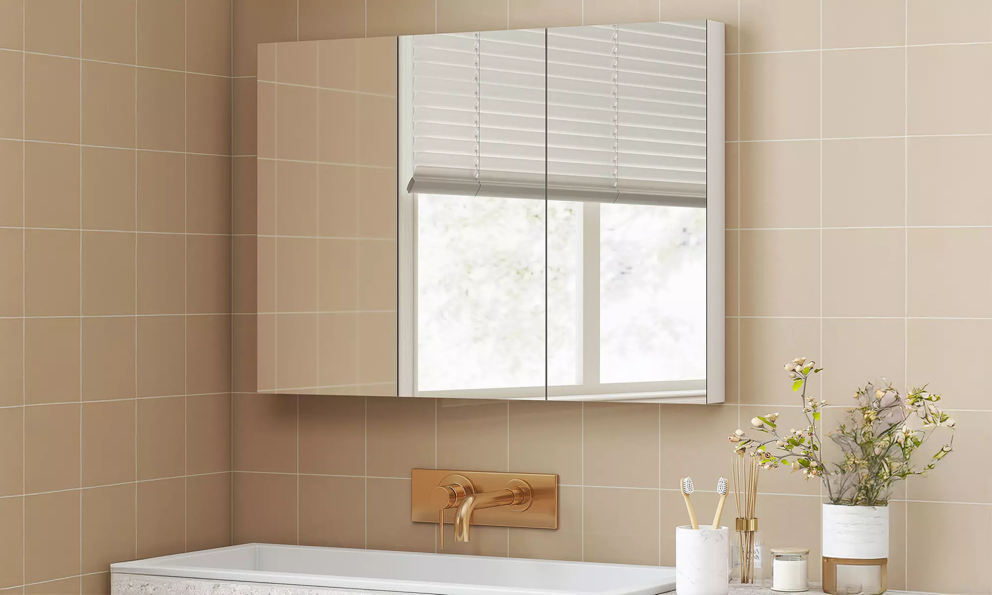 HomCom Arched Bathroom Mirror Cabinet in Two Styles