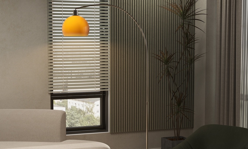 Image 3: HOMCOM Curved Floor Lamp with Marble Base