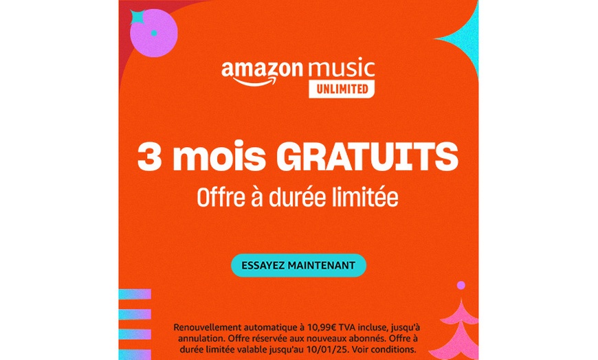 Image 1: Jusqu'à 3 mois de musique gratuite avec Amazon Music