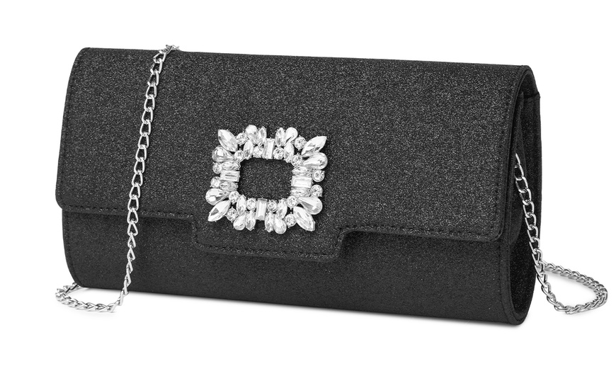 Image 2: Miss Lulu Crystal-Embellished Evening Clutch