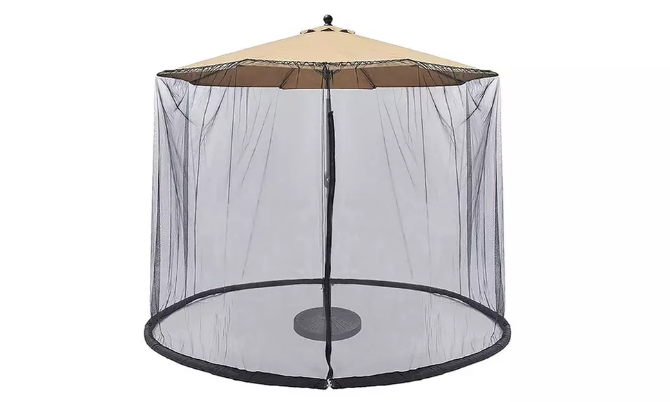 7.5-11ft Patio Umbrella Protective Mosquito Bug Net Screen w/ Zipper Closure