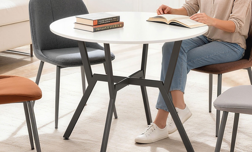 Image 9: Small Kitchen Table with Black Steel Legs, Dining Table