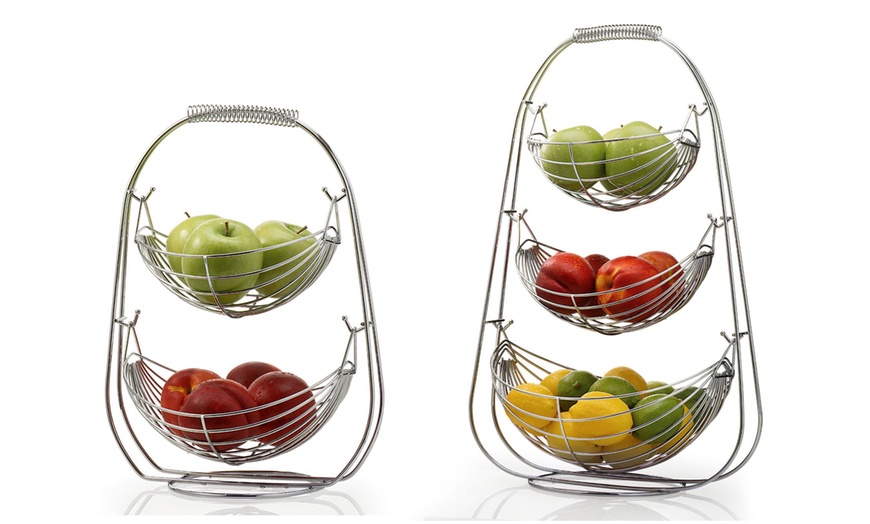 Image 1: Multi-Tier Chrome Fruit Hammock