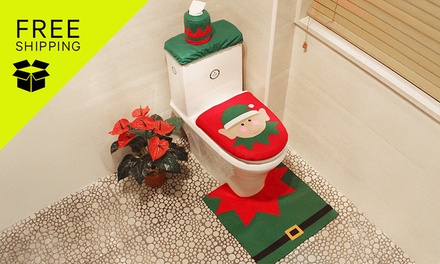 4 Pcs Christmas Toilet Decoration Set-Santa Claus; Free Shipping - Ever Mercantile Limited