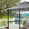 Image 2: Outdoor BBQ Pavilion Gazebo - Steel Frame with Double Roof & Side Shelves