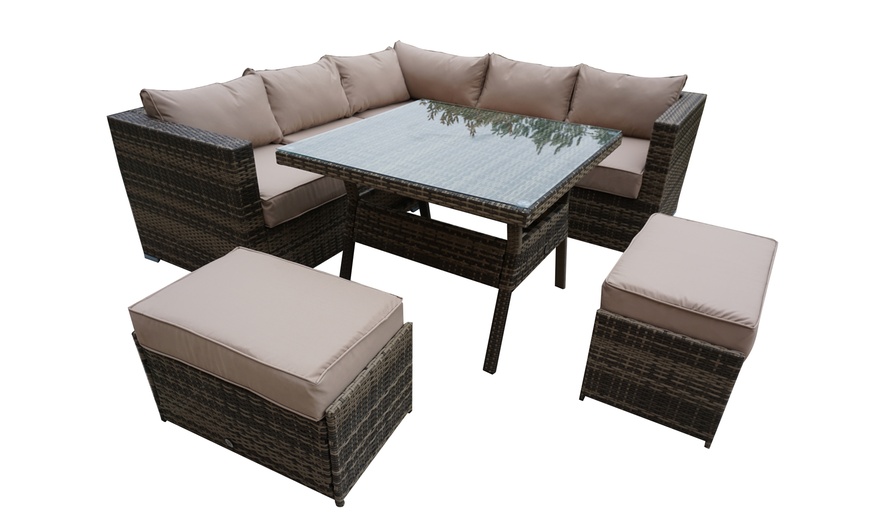 Image 1: Georgia Dining Sofa In Nature Weave