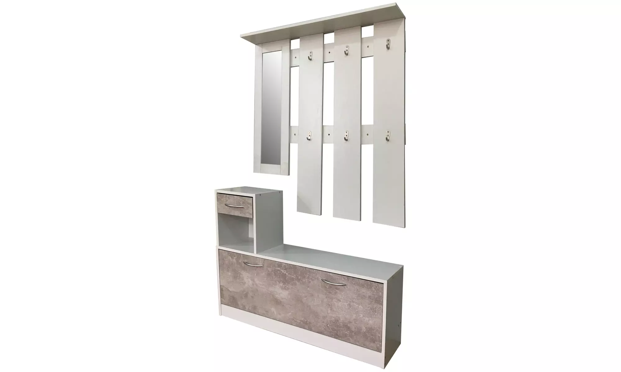 Mobile ingresso con scarpiera, specchio e appendiabiti