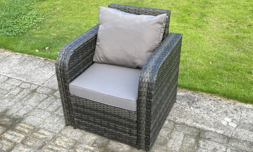 Image 2: Fimous Rattan-Effect Reclining Chair