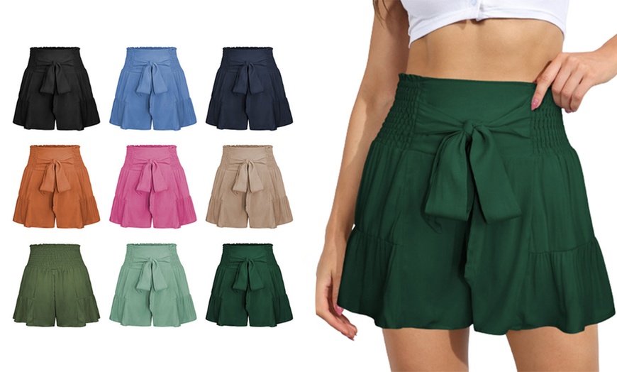 Image 1: Self-Tie Knot Casual Shorts