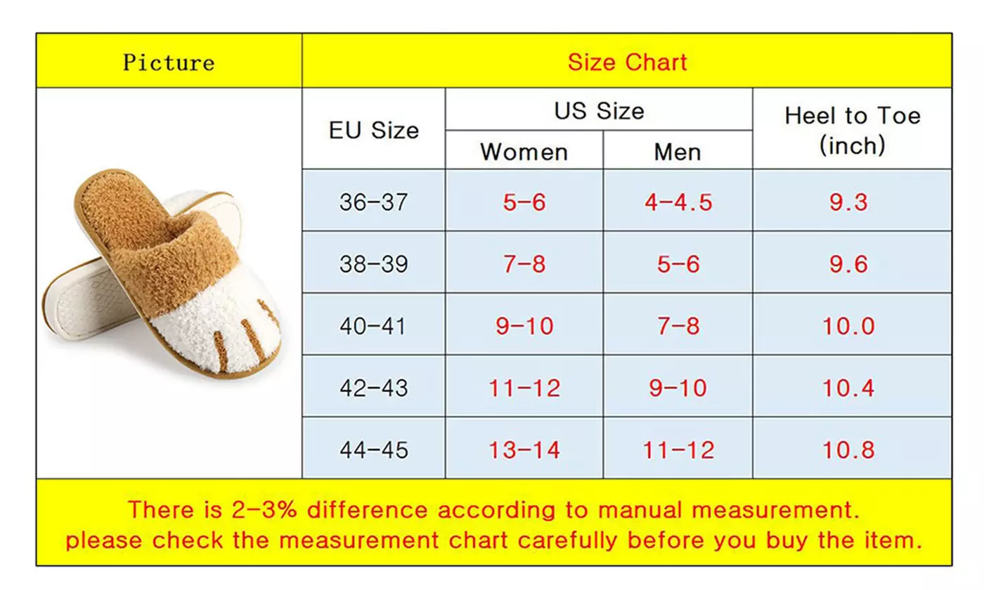 Soft Warm Plush Non-Slip Cute Cat Paw Animal Slippers Indoor Outdoor Shoes 