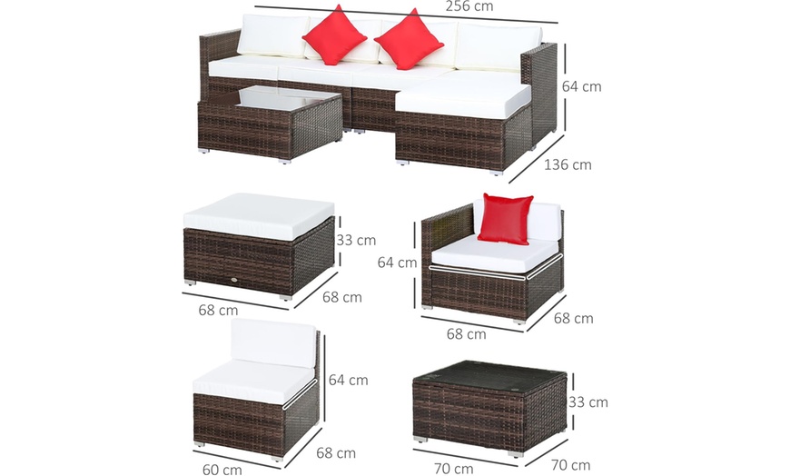 Image 12: Outsunny Rattan-Effect Sofa Set, with a Coffee Table