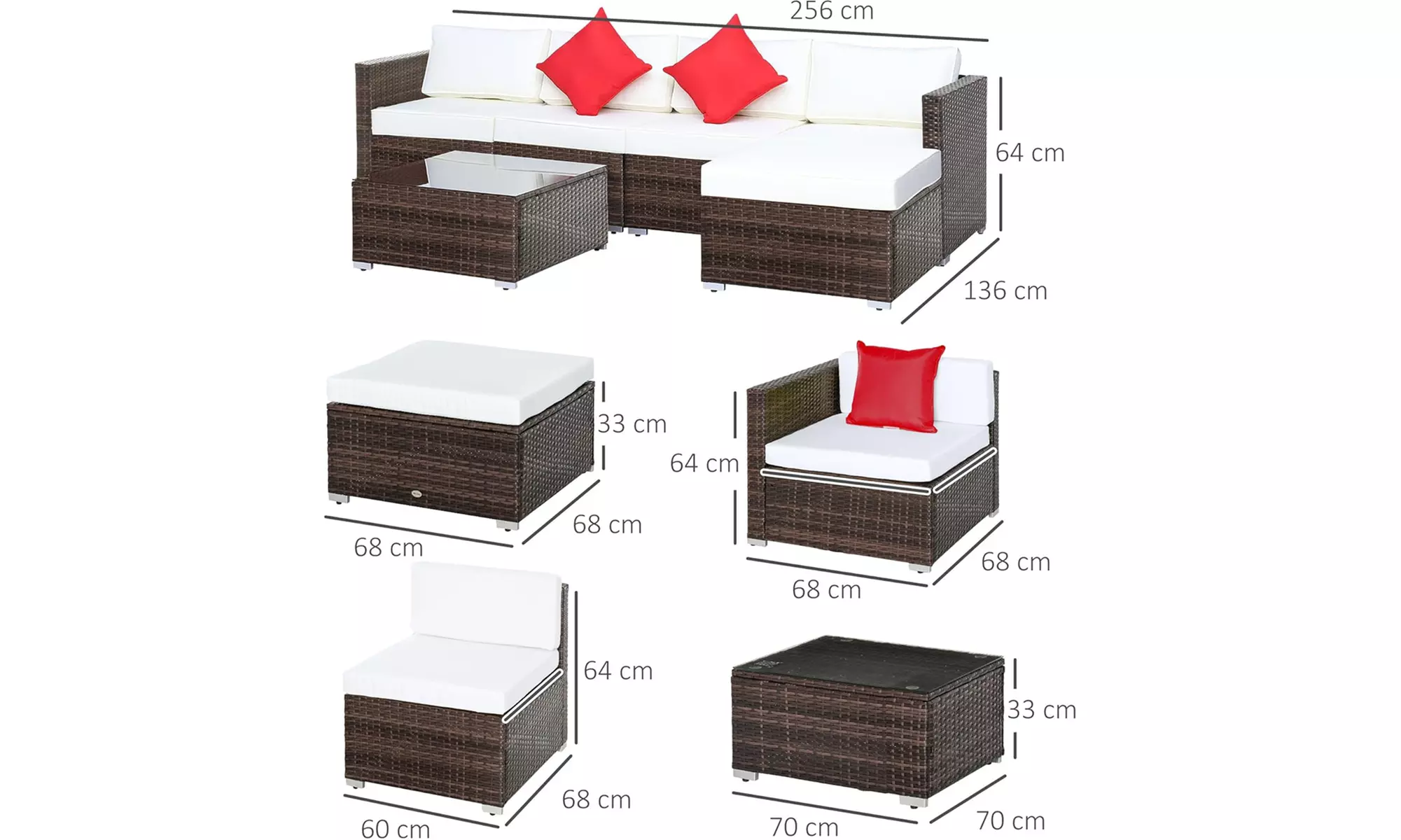 Outsunny Rattan-Effect Sofa Set, with a Coffee Table