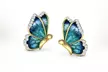 18K Gold Plated Faux Pearl and Crystal Butterfly Stud Earring or Ring - Second Medium