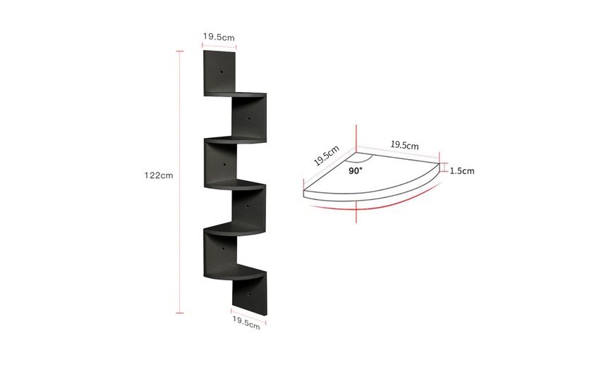 Image 4: 5-Tier Zigzag Corner Floating Shelf