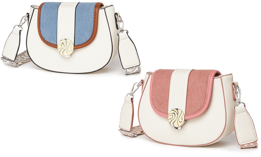 Image 1: Miss Lulu Women’s Crossbody Bag with Flap and Adjustable Strap