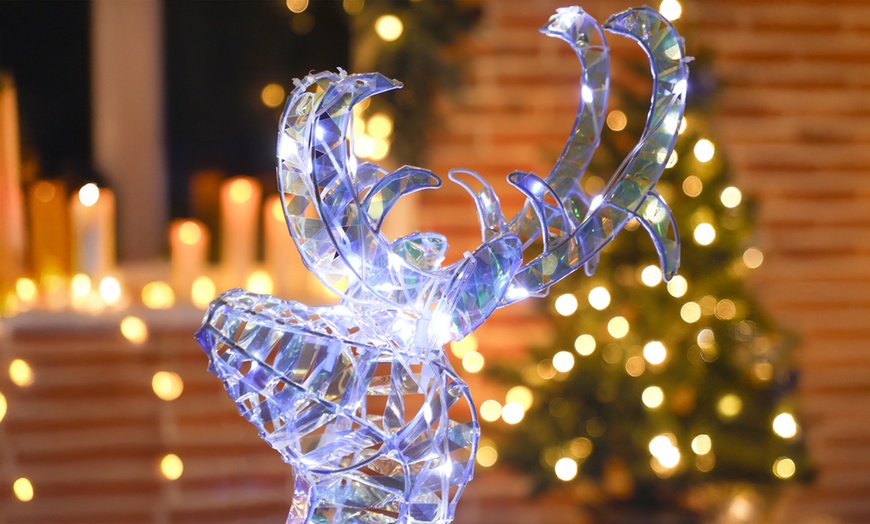 Image 5: Outsunny Lighted Christmas Reindeer and Sleigh with 170 LEDs