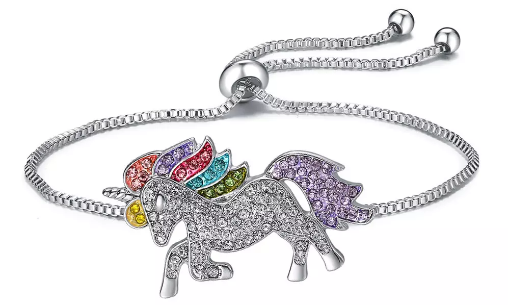 1x oder 2x Halskette oder Armband mit Einhorn-Anhänger für Kinder