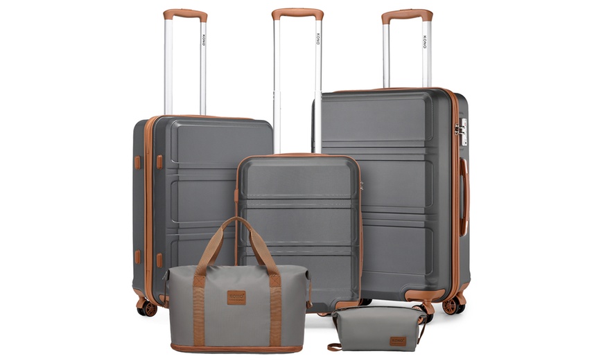 Image 3: Kono 5-Piece Suitcase Set; 20/24/28 Inch, Durable & TSA-Approved