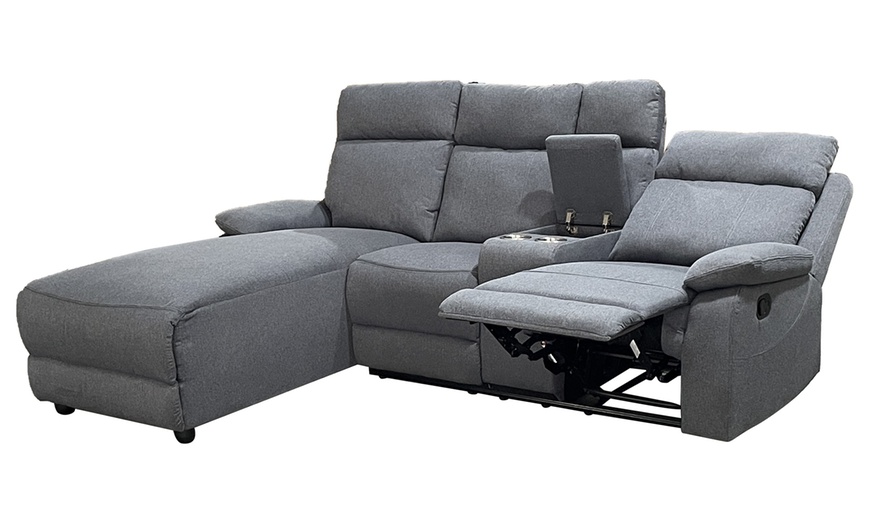 Image 11: Sorento Three Seater Fabric Corner Reclining Sofa 
