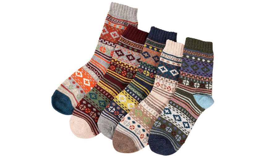 Image 10: 5 Pack Winter Warm Knit Socks