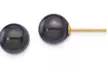 Paris Jewelry 18k Yellow Gold Plated 4 MM Black Pearl Stud Earrings - Second Medium
