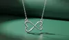 Paris Jewelry Infinity Heart-Design Pendant White Gold-Plated Necklace