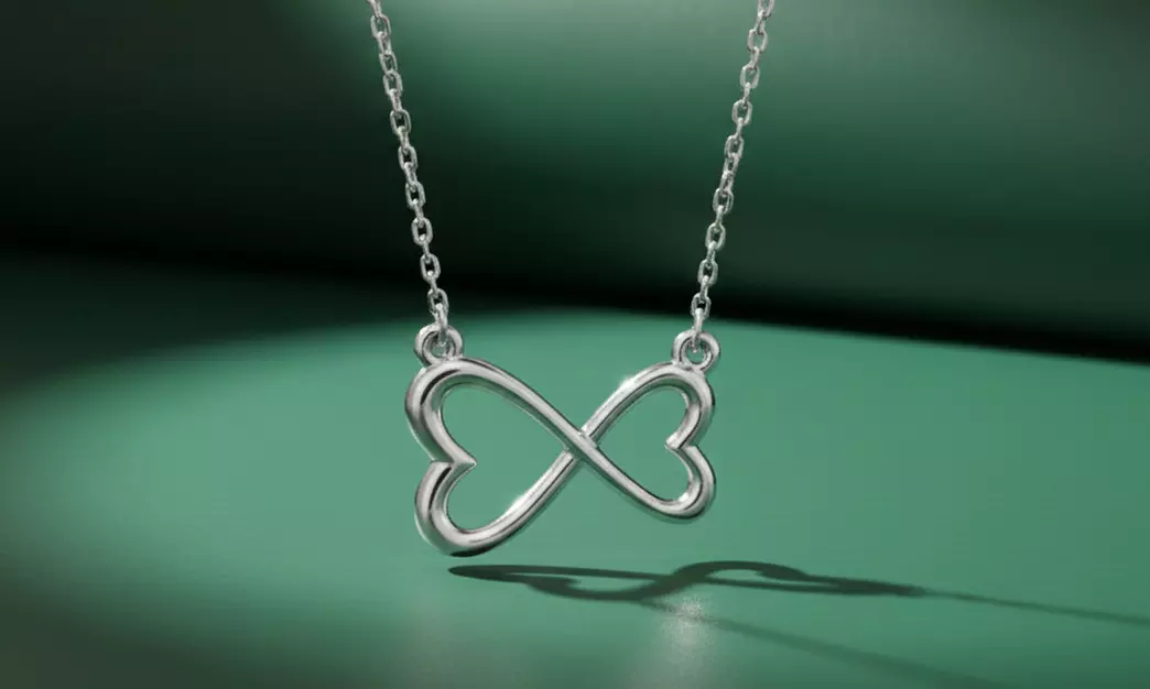 Paris Jewelry Infinity Heart-Design Pendant White Gold-Plated Necklace - Primary Image