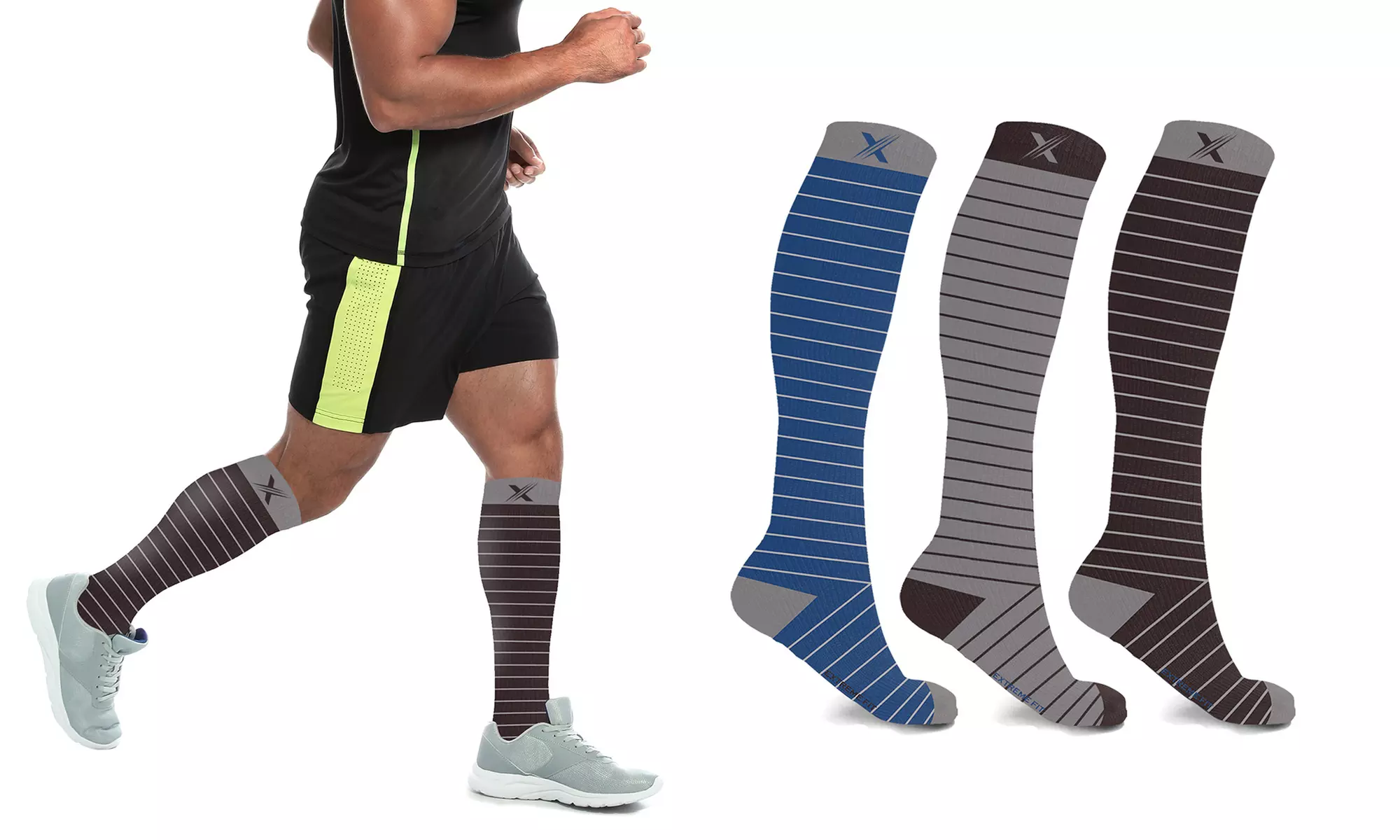 XTF Knee High Pro Zone  Compression Socks  (3-Pairs or 6-Pairs) - Second Medium
