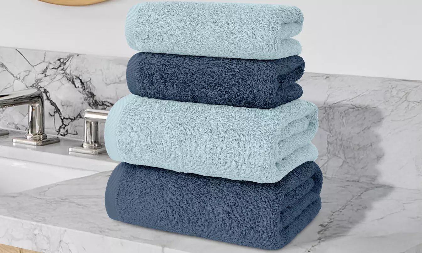 Set di 4 asciugamani da bagno in cotone