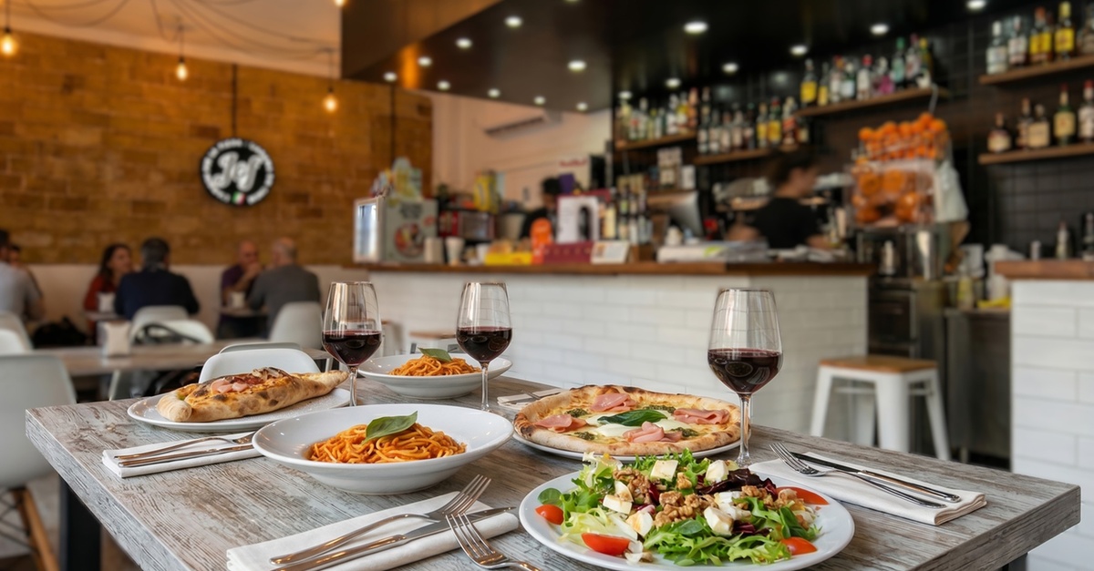 Menú italiano con entrante, postre y bebida en Barcelona