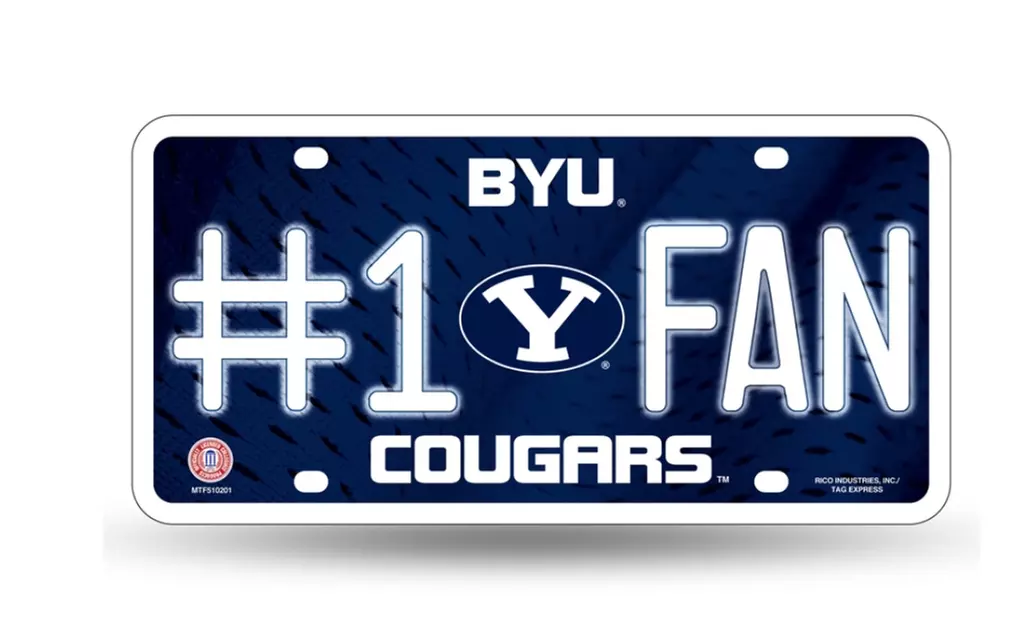 NCAA License Plate, #1 Fan with Team Logo