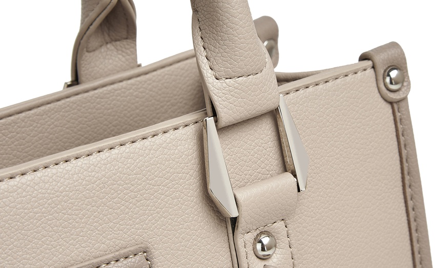 Image 18: Miss Lulu PU Leather Graceful Spacious Tote Bag with Woven Trim Strap