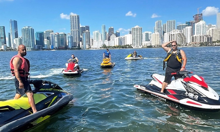 Image 1: 1-Hr Jet Ski Rental for up to 2 or Miami Excursion for 1 w/ Boat Ride 
