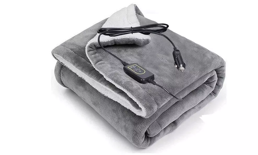 12V Heated Fleece Car Blanket With Controller For Timer and Heat Levels
