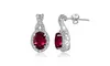 Sterling Silver 3ct TGW Created Ruby & White Topaz Oval and X Drop Earrings