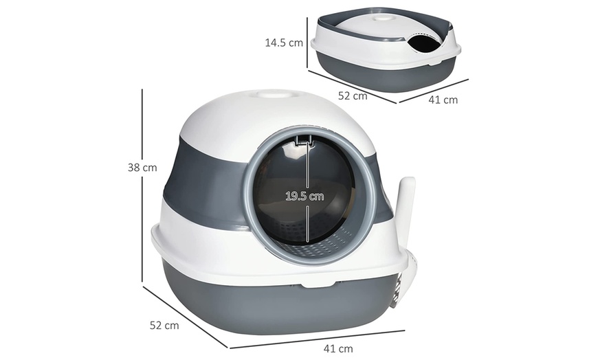 Image 2: PawHut Foldable Cat Litter Tray with Lid