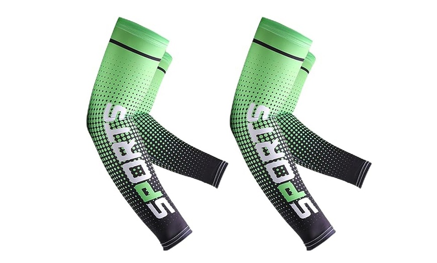 Image 8: 2 Pairs Quick Dry Arm Sleeves Cover Cycling Running Arm Cooling UV Protection
