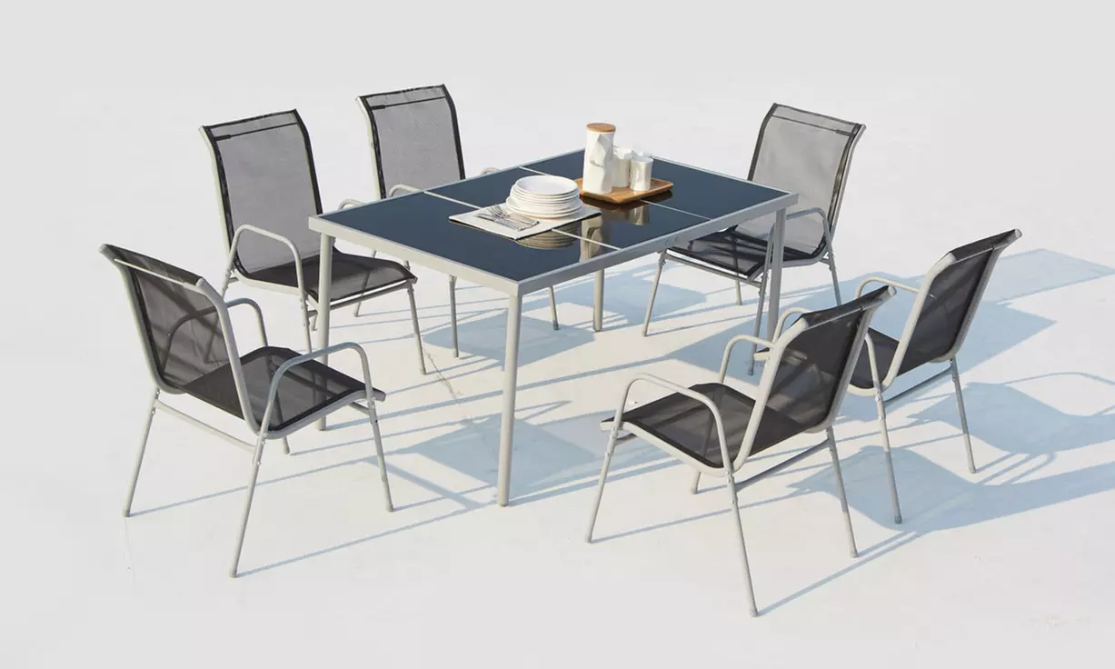 Table de jardin en acier et toile PVC, Kokoon